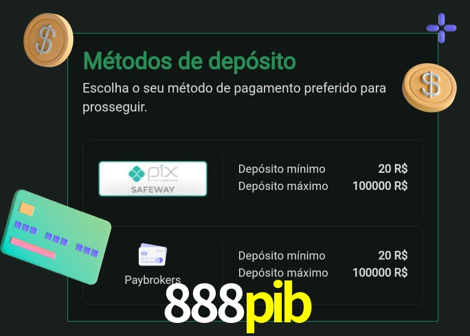 O cassino 888pib oferece uma grande variedade de métodos de pagamento